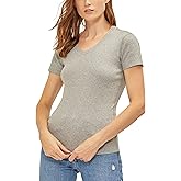 Three Dots Women's Essential Heritage V-Neck Short Sleeve Tee, White, X-Large