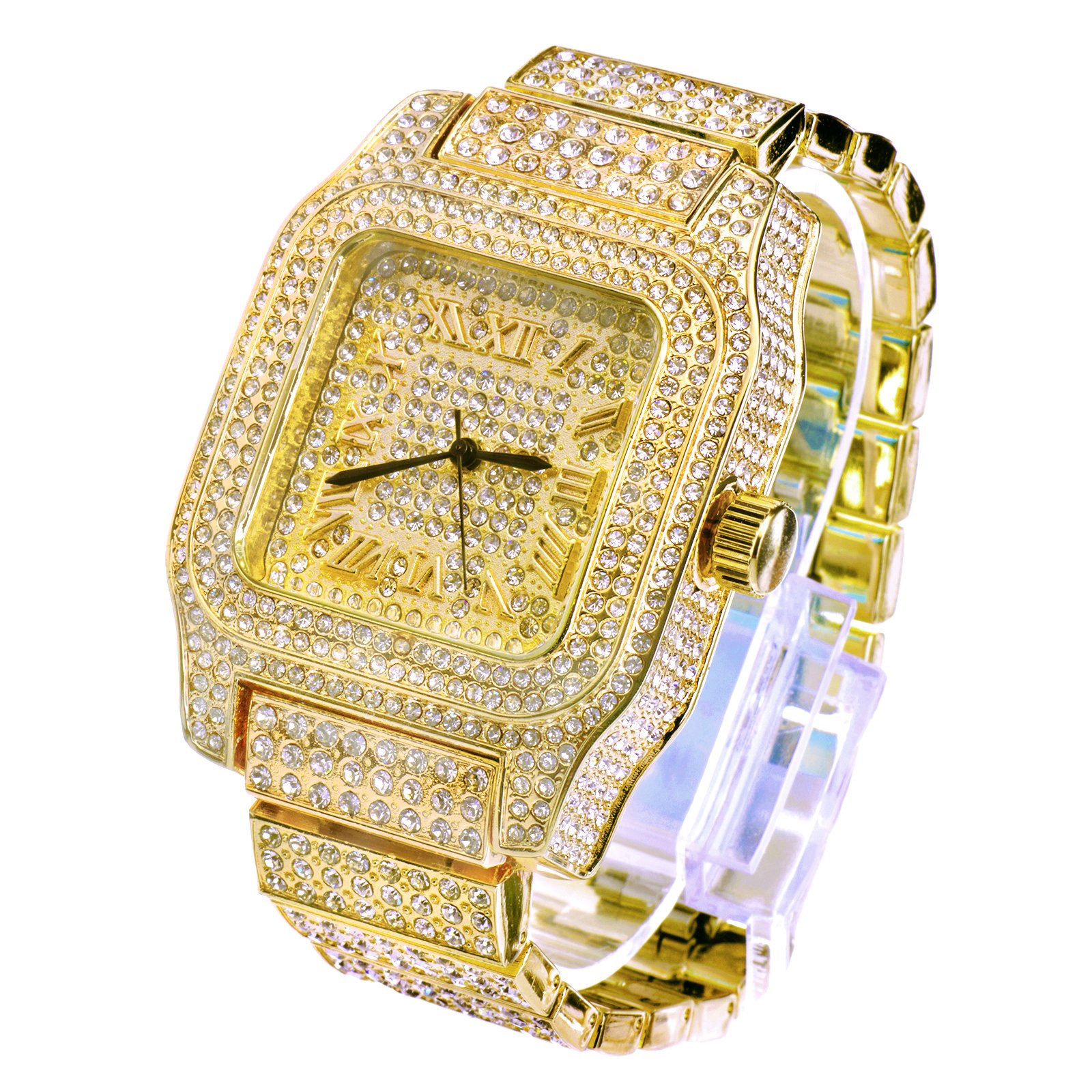 gold techno pave watch