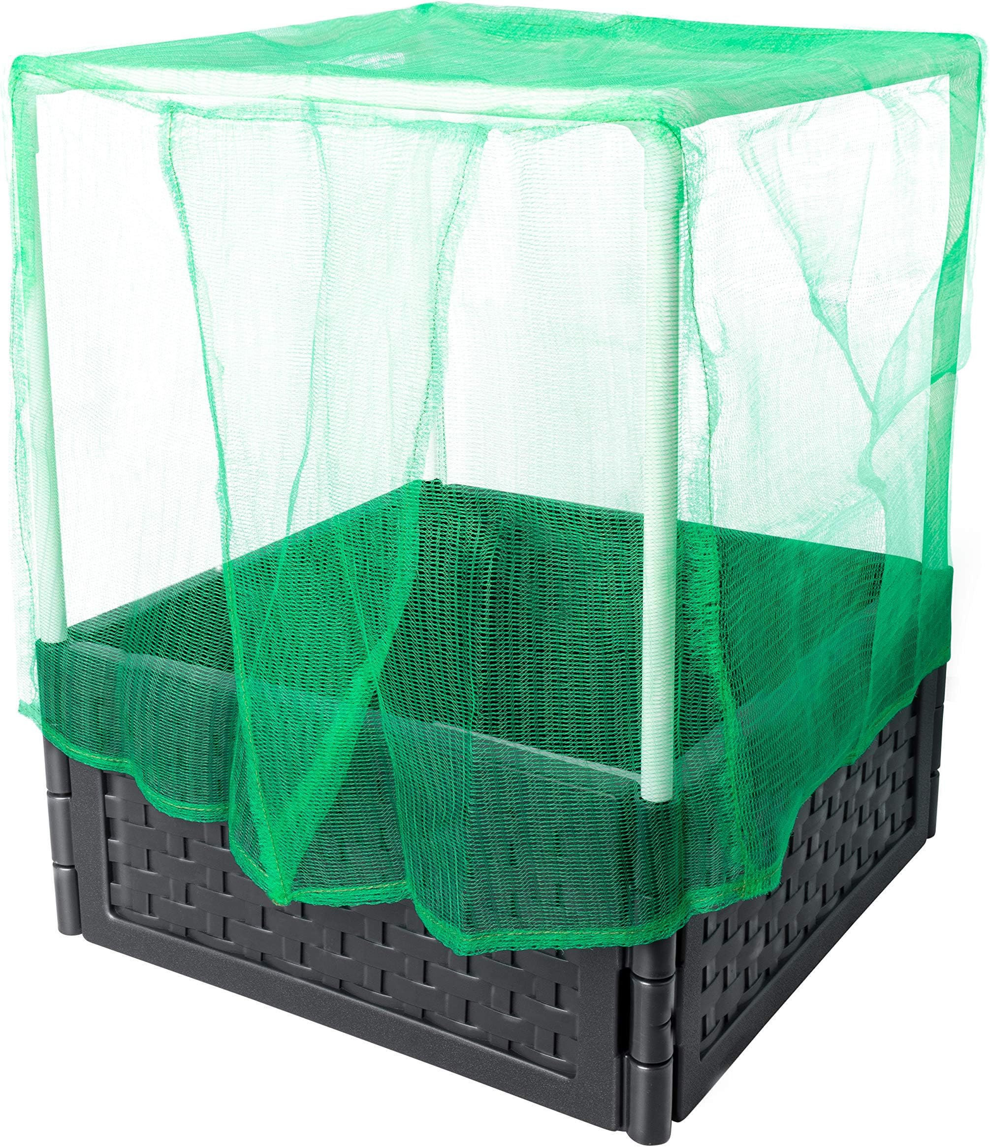 UPP Multifunctional Raised Bed Kit with Anti Bird Netting | Get Started with Raised Bed Gardening | Use Also as Composter for Gardening Waste | Easy to Set Up & Expandable [4 walls, Anthracite]