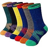 WEVIAS Kids Merino Wool Hiking Socks Boys Thermal Winter Cozy Boot Warm Cushion Socks 6 Pairs