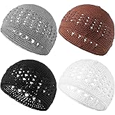 Boyiee Kufi Hat for Men Muslim Knit Kufi Cap Crochet Beanie Skull Beanie African Hat for Men Women