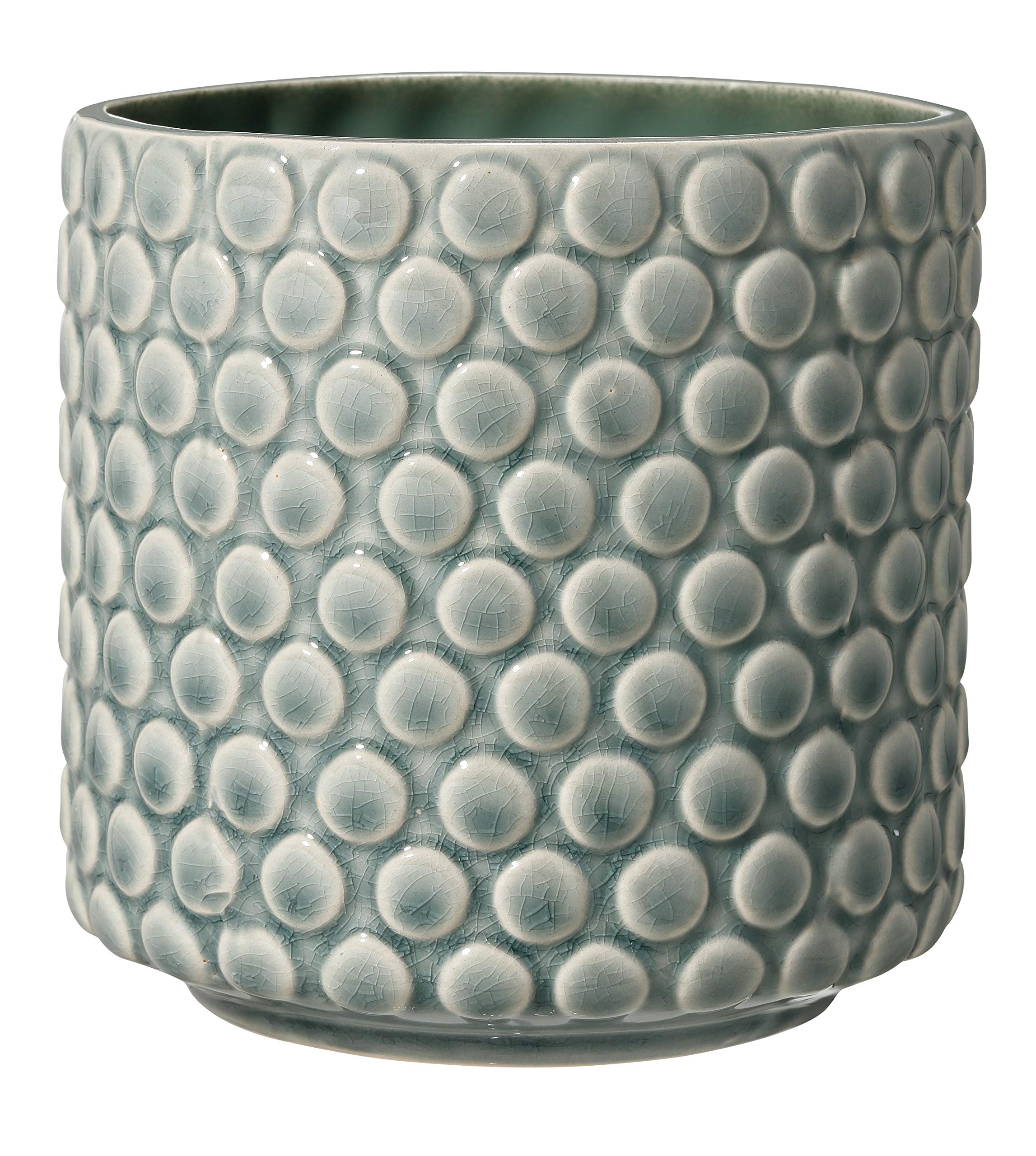 Bloomingville Dot Flower Pot – Colour Decorative Flower Pots for Indoor Retro Creative Style S (12.5 cm Diameter), Green, Ceramic
