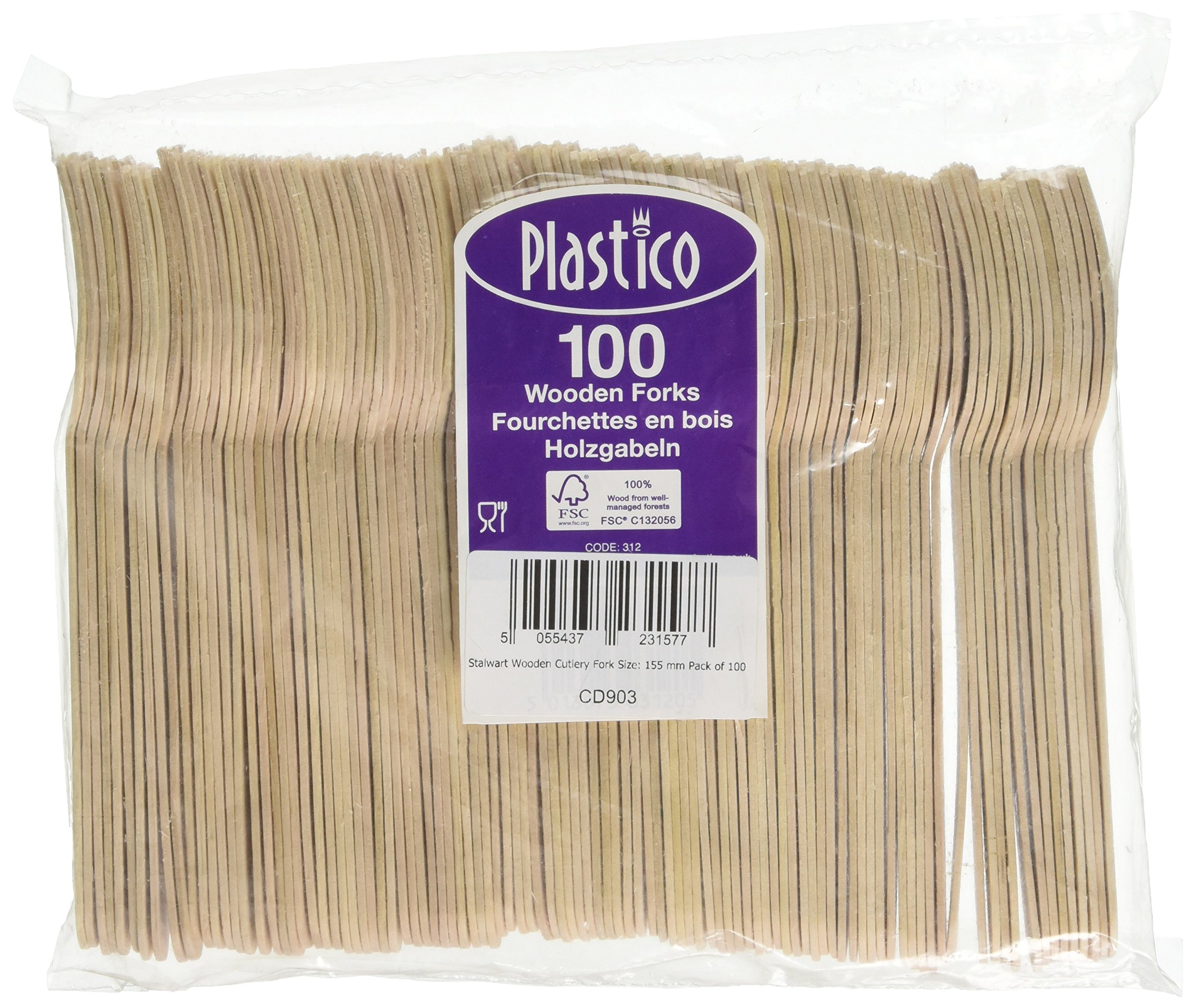 Stalwart CD903 Wooden Cutlery Fork, Size: 155 mm (Pack of 100)