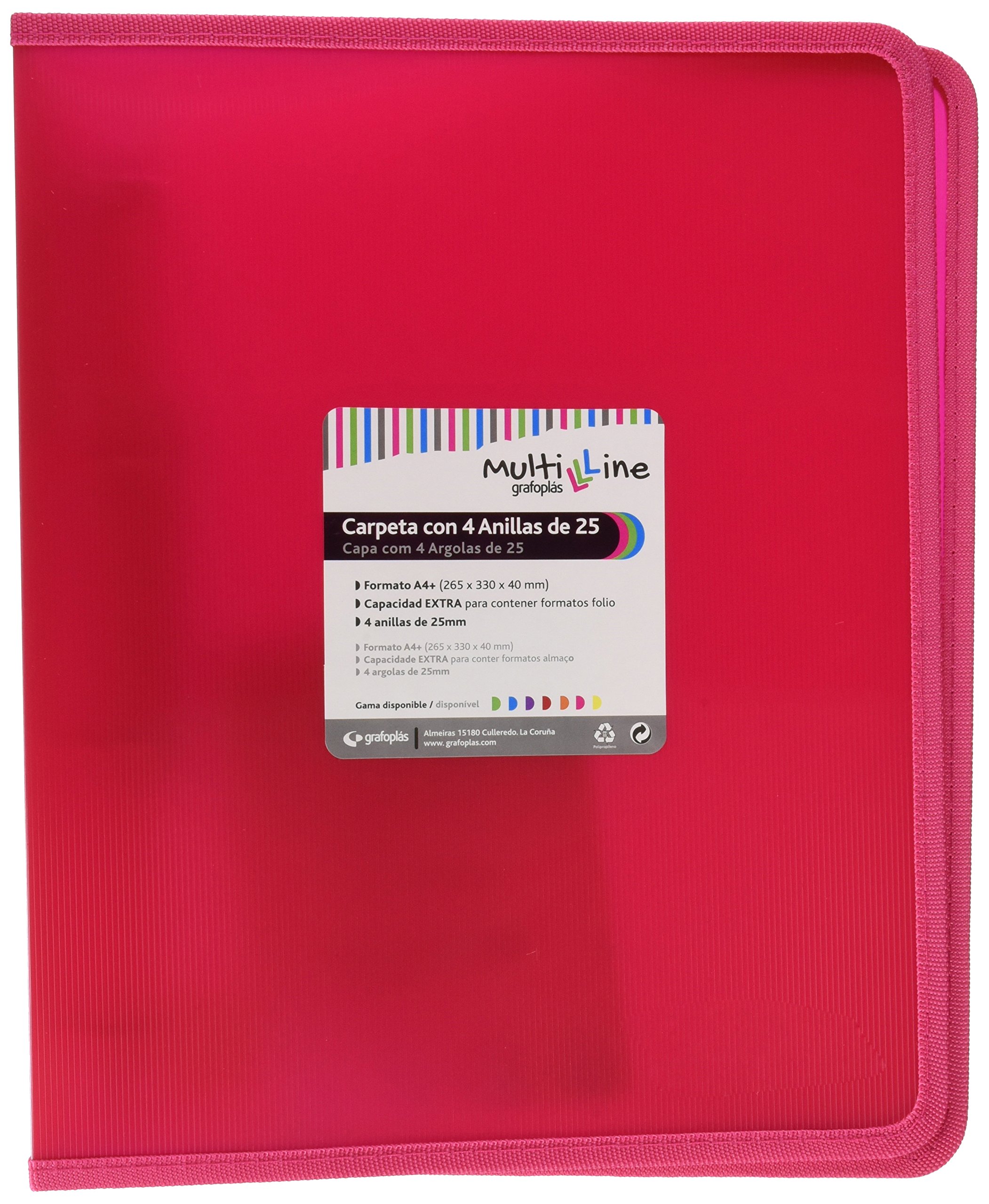 grafoplas 30121454 – Folder with Rings, Fuchsia, A4