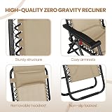 Yaheetech Zero Gravity Chairs Outdoor Set of 2 Beige with Pillows Cup Holder view 5