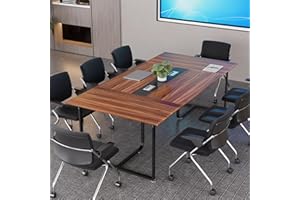 LayBurst 8FT Conference Table,94.4 L x 47.2 W x30.7 H Meeting Seminar Table with Grommet,Stability Enhancement,Large Conference Room Table for Office Meeting (Brown)