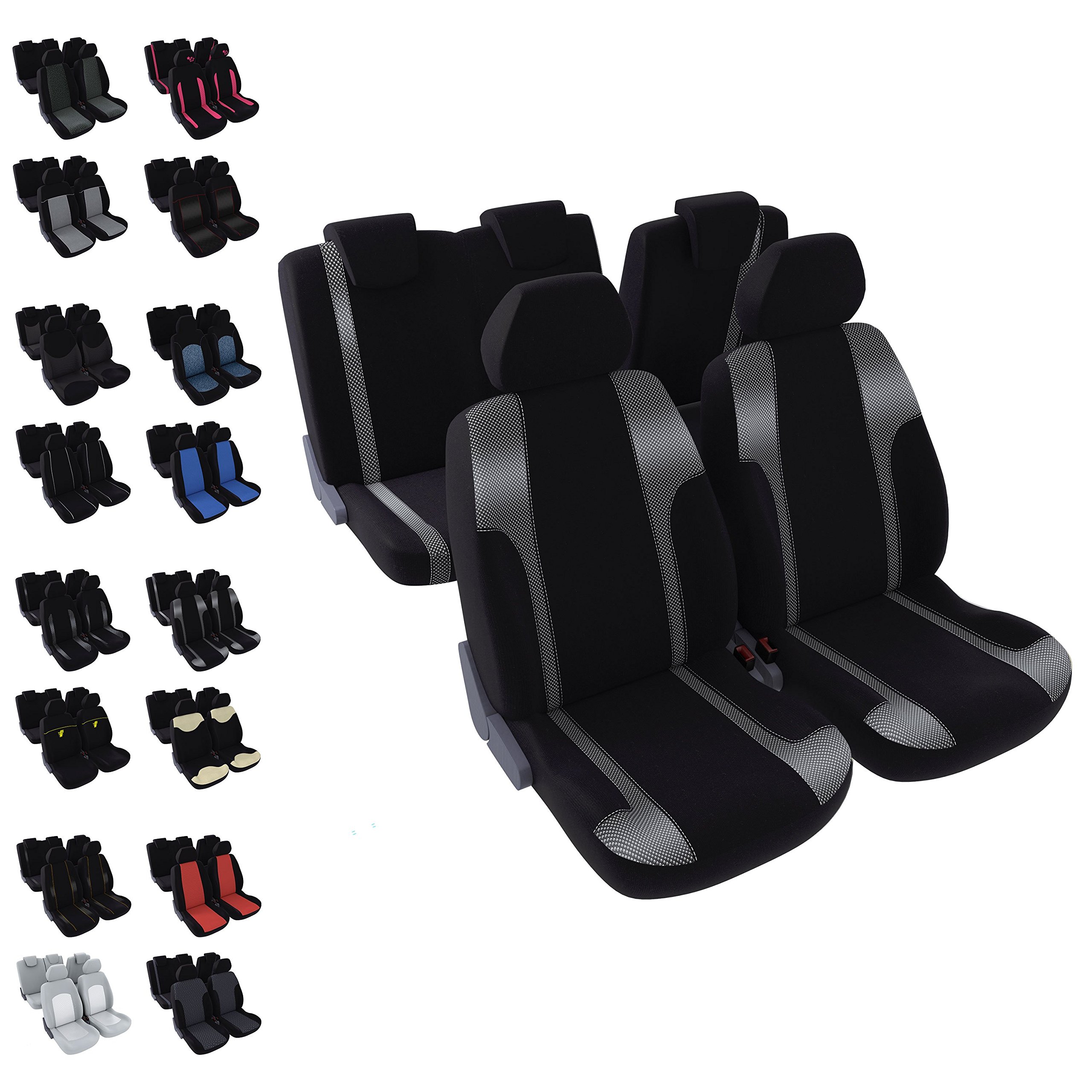 DBS - Car Seat Covers | Protective Covers - Car/Car - 5 Seats - Black + Metallic - Universal - Non-Slip - Washable