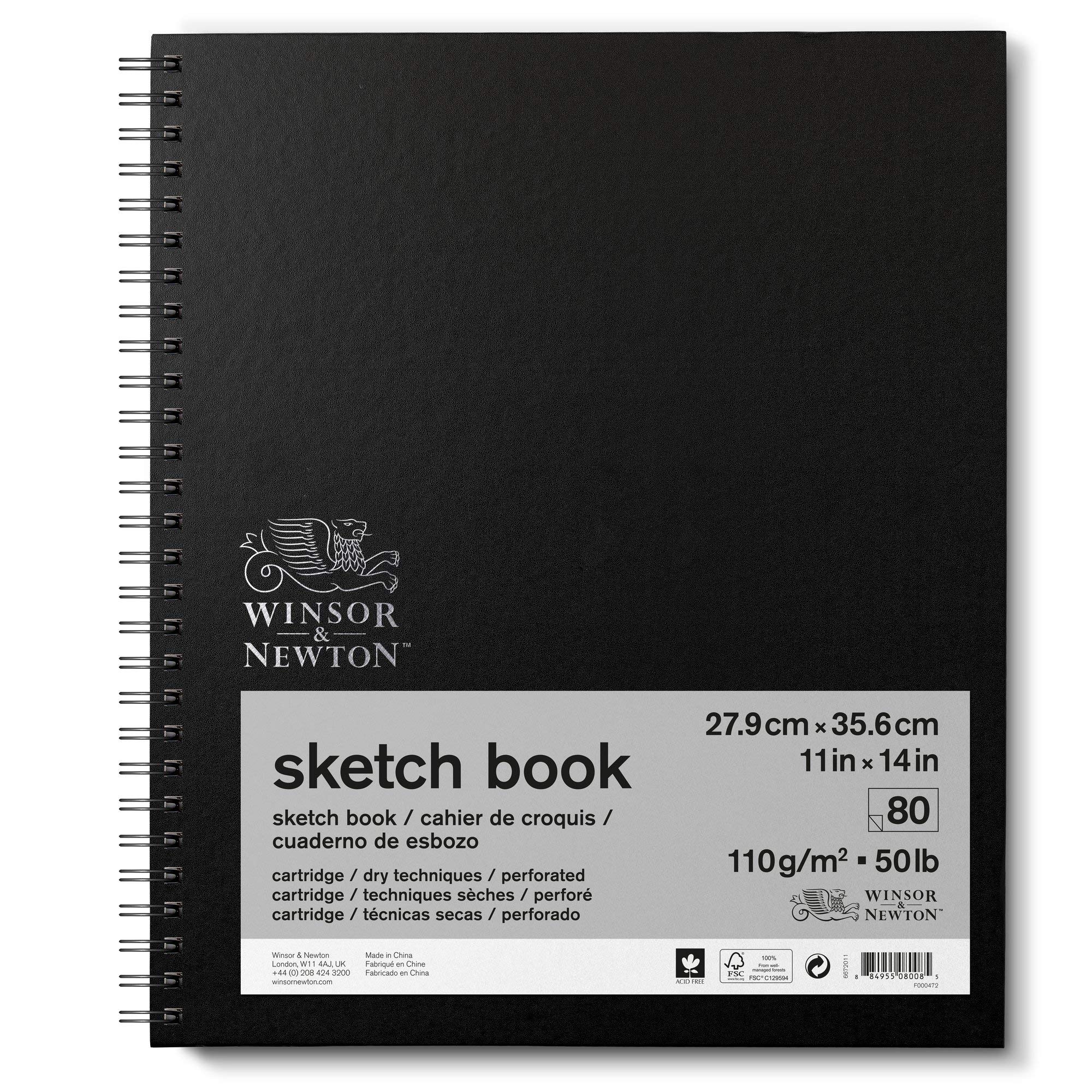 Winsor & Newton 6672011 Spiral Sketchbook, 80 Sheet, 110gsm, 28cm x 36cm, Natural White