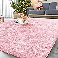 OLANLY 8x10 Machine Washable Large Area Rugs for Living Room, Bedroom, Soft Fluffy Shaggy Bedside Rug, Indoor Floor Carpet for Kids Girls and Boys, Dorms, Nursery, Home Decor Aesthetic, Pink