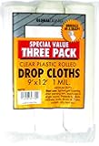 Premier 9' x 12' 1 MIL Clear Plastic Drop Cloth rolled, 3 Pack, 69730