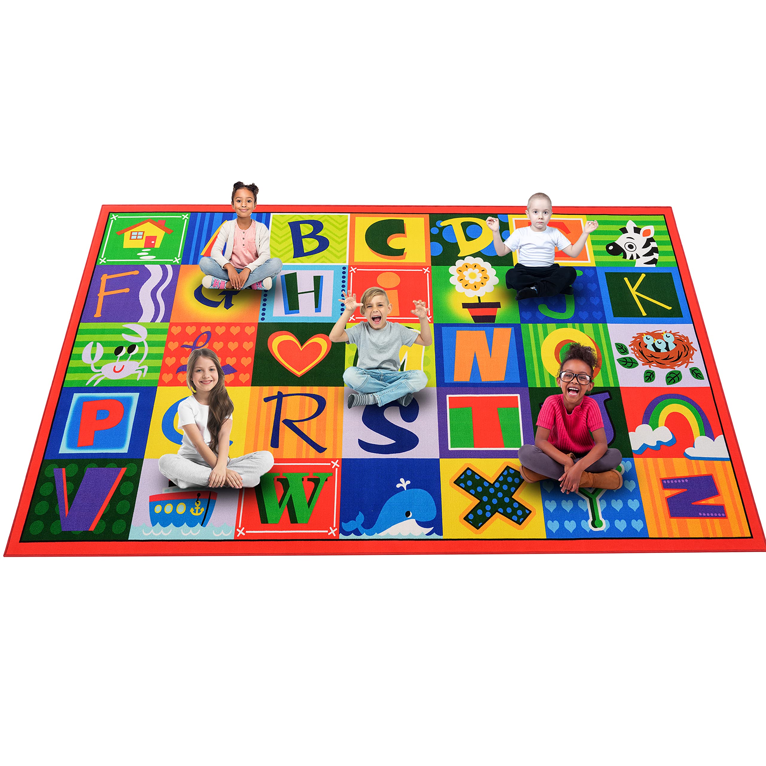 Photo 1 of ABCarpet Classroom Rug Kids Carpet Learning Educational Elementary School Daycare Nursery Non Slip Soft Washable ABC Numbers Reading Alphabet Letter Seating Area Rug, 7.5 x 13ft