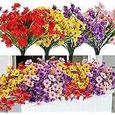 Geegoods Artificial Mums Flowers for Outdoors, 16 Bundles UV Resistant Fake Plastic Colorful Mix Flowers for Patio Porch Spring Summer Decor