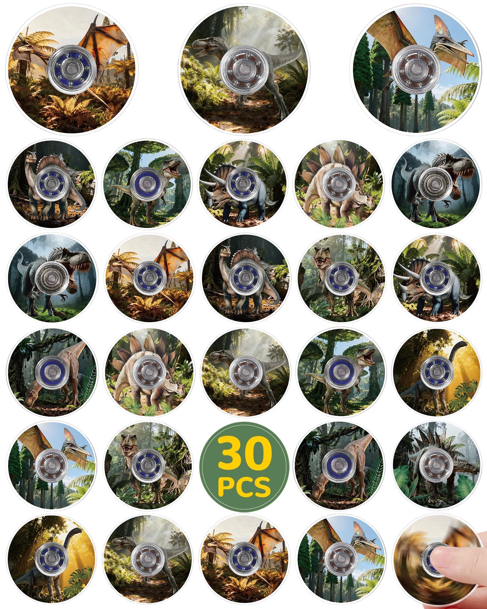 SCIONE 30 Pack Mini Jurassic Dinosaur Party Bag Fillers for Kids,Mini Pass the Parcel Prizes, Sensory Fidget Toys for Kids, Perfect as Classroom Rewards, Birthday Party Favors & Gifts (1.6 Inch)