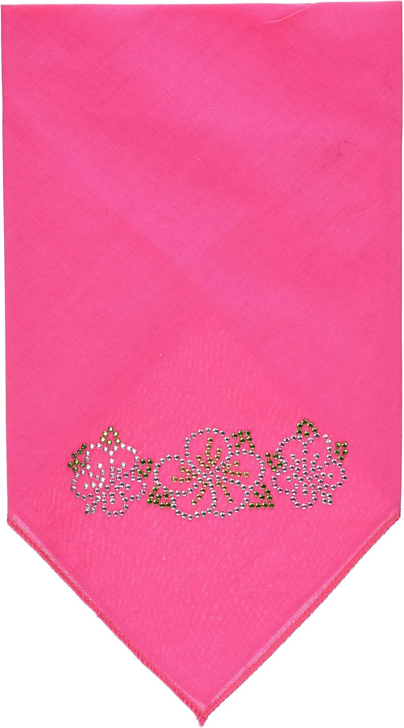 Mirage Tropical Flower Rhinestone Dog Bandana, Small, Bright Pink