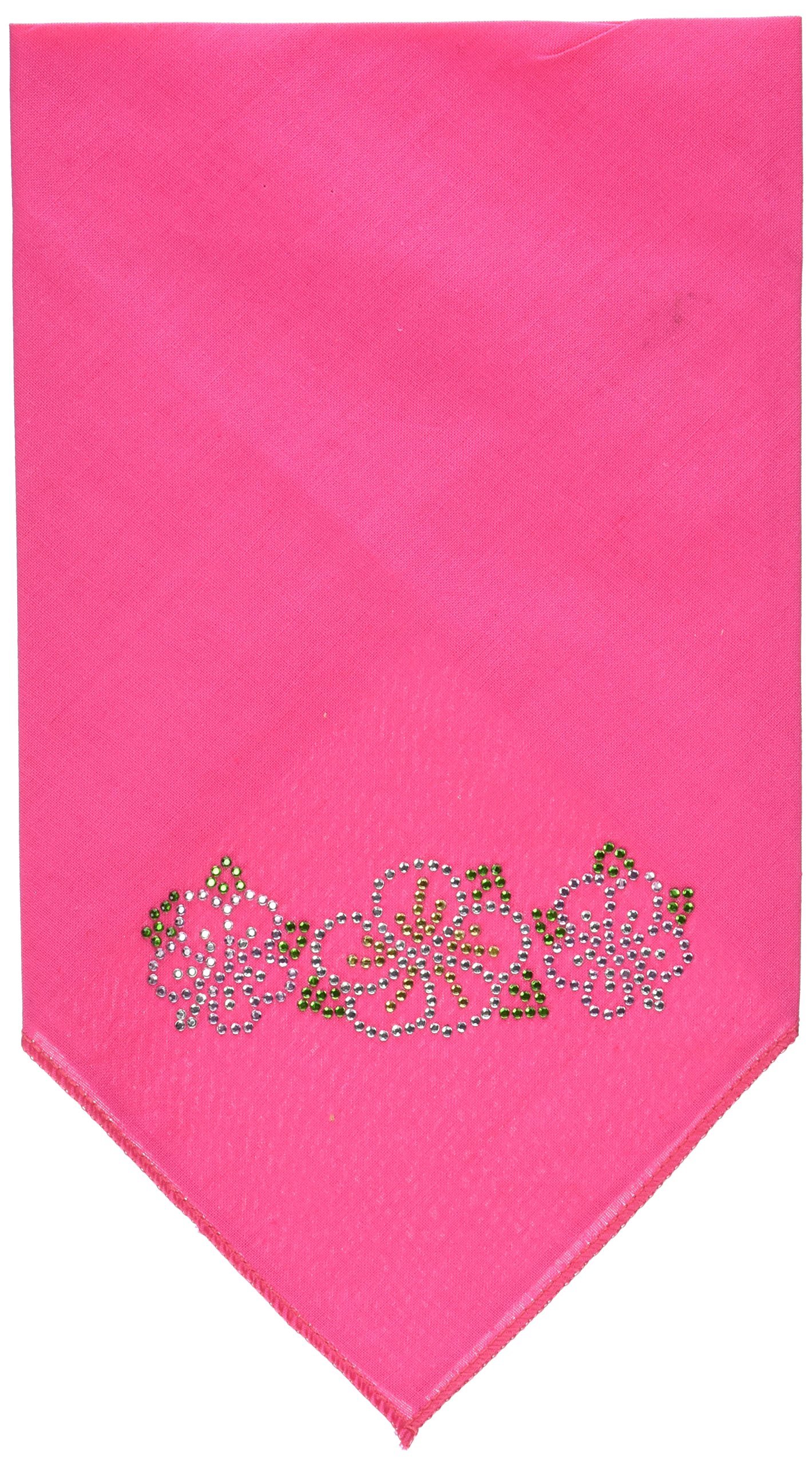 Mirage Tropical Flower Rhinestone Dog Bandana, Small, Bright Pink