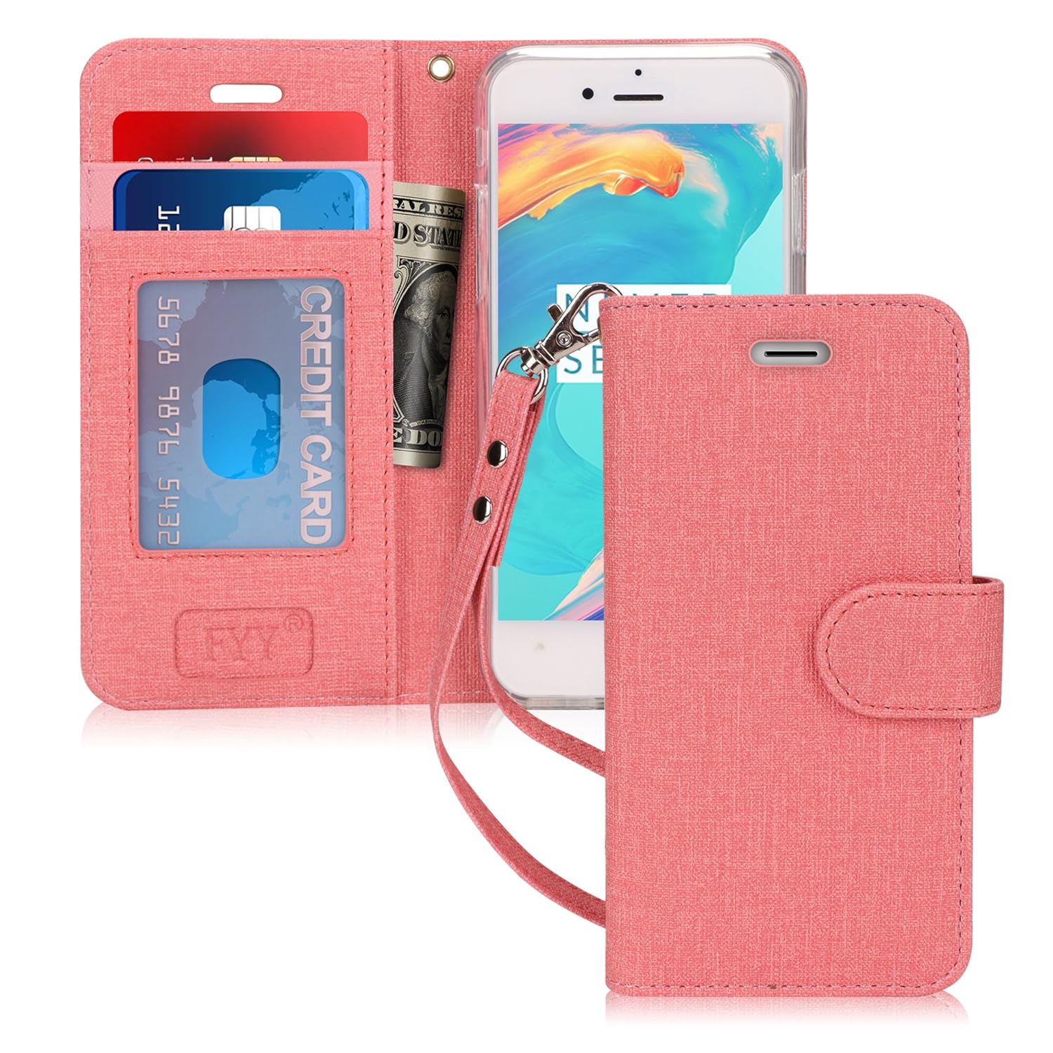 Fyy iPhone 8 Case, iPhone 7 Case, Handmade [RFID Blocking Wallet