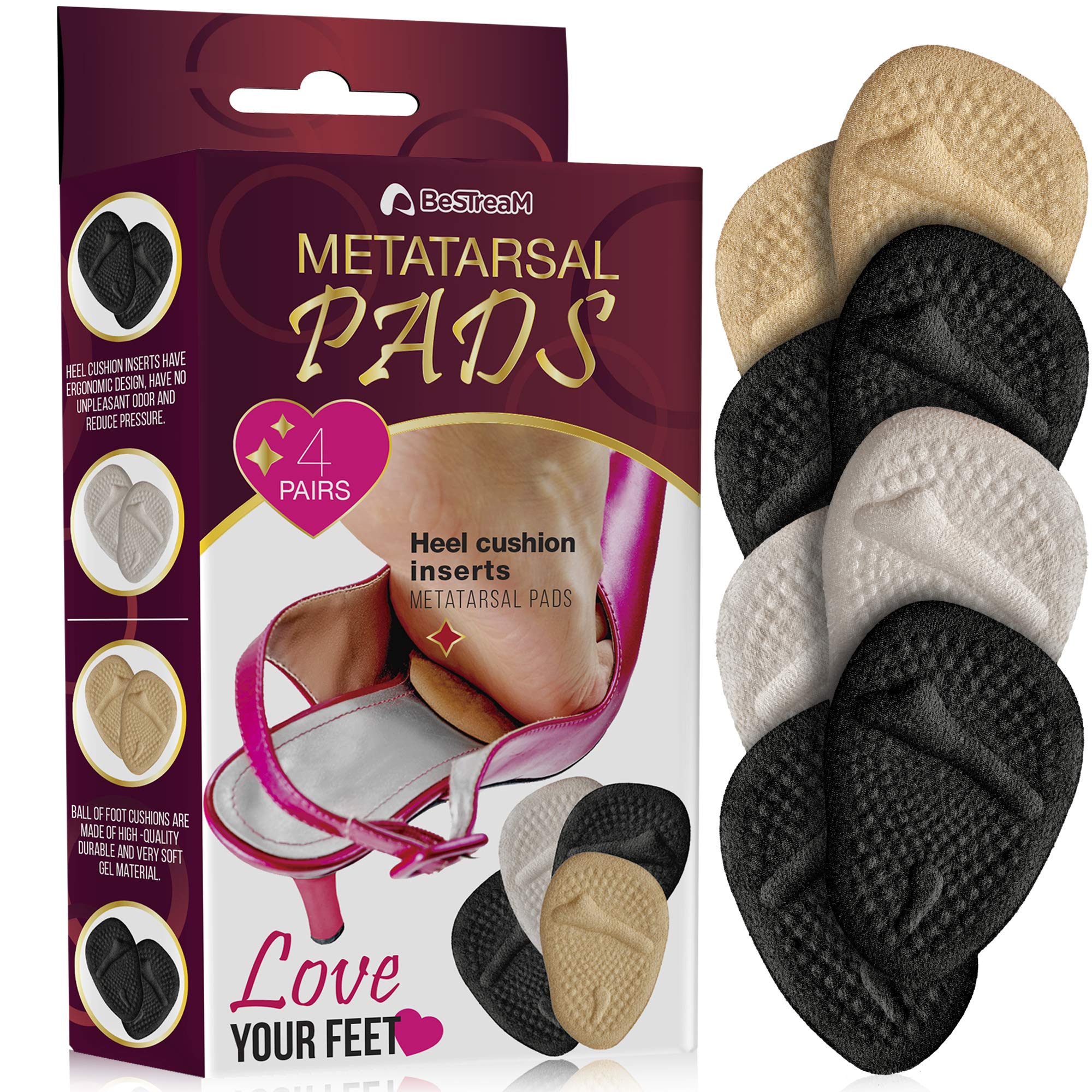 Beautulip Metatarsal Pad Ball of Foot Cushion Adhesive