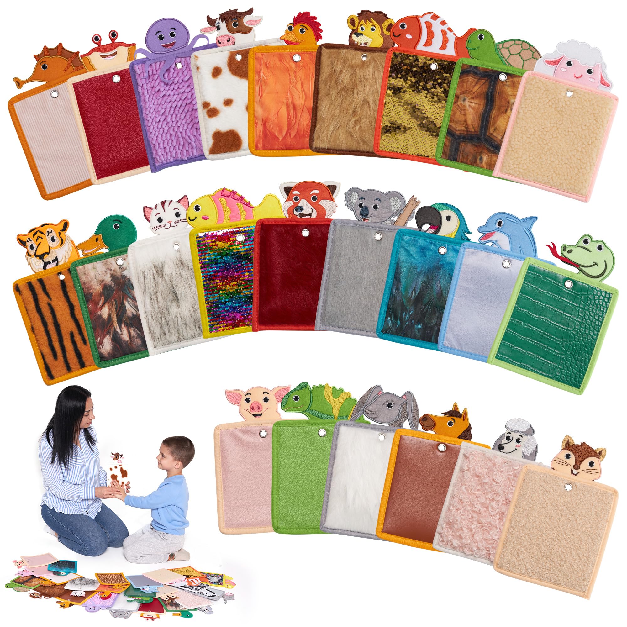 ODOXIA Sensory Mats | Sensory Pads Animals 24-Pack | Sensory Mats For Autistic Children | Tactile Toys | Autism Sensory Room | Playful Learning Toys for Toddlers