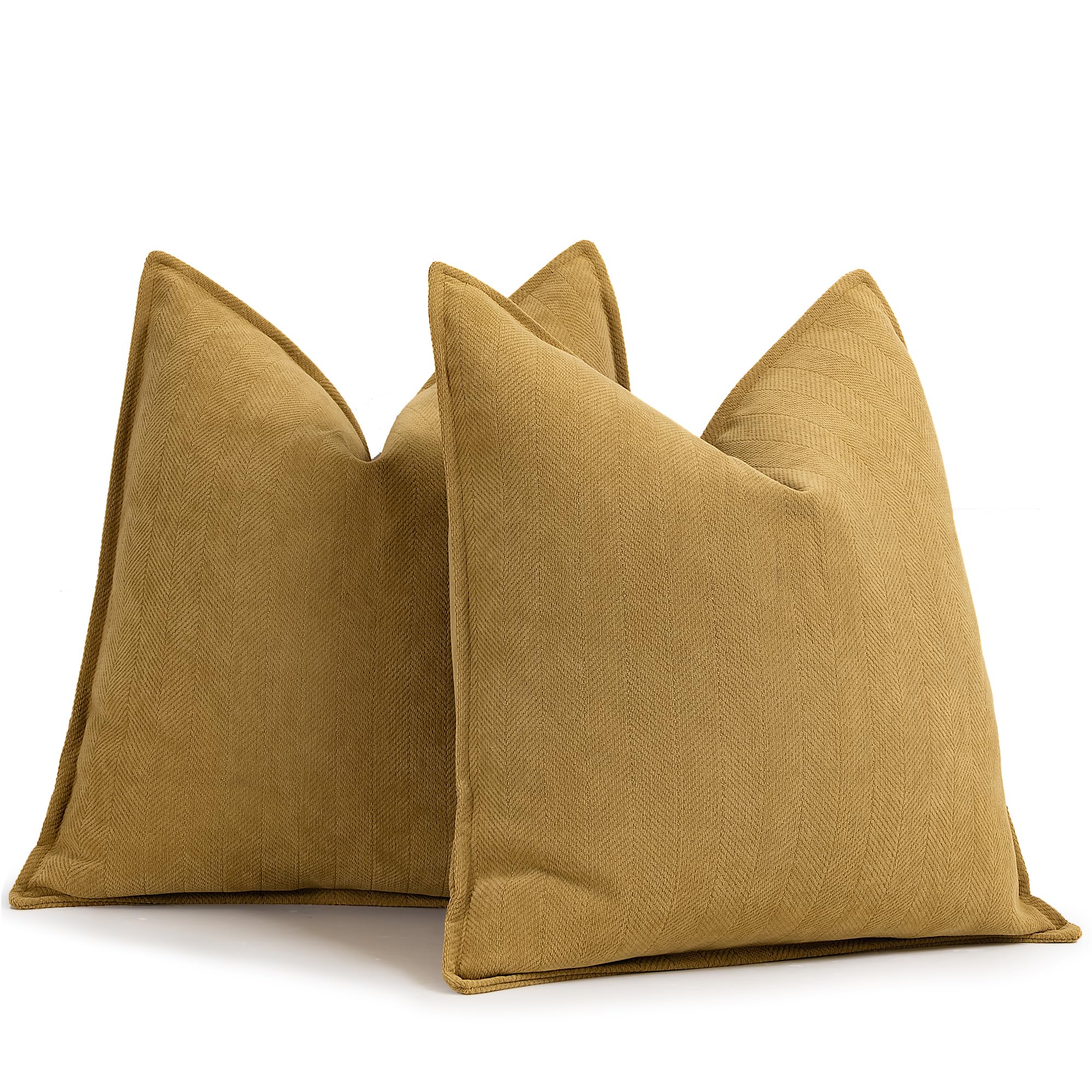 Photo 1 of ZWJD Mustard Yellow Throw Pillow Covers 20x20 Set of 2 Chenille Pillow Covers with Elegant Design Soft and Luxurious Decorative Throw Pillows for Couch, Bed, and Home Decor