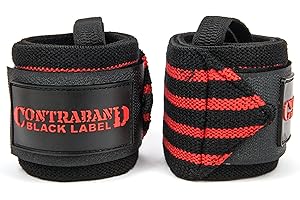 Contraband Black Label 1001 Weight Lifting Wrist Wraps w/Thumb Loops (PAIR) - Competition Grade Wrist Support USPA Approved for Powerlifting, Bodybuilding, Strongman