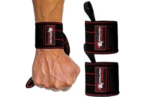Dark Iron Fitness Wrist Wraps for Weightlifting - Suede Leather Wrist Bands for Working Out & Strength Training - Wrist Straps for Men & Women, 22 Inches Long