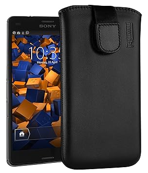 mumbi ECHT Ledertasche für Sony Xperia Z3 Compact Tasche Leder Etui (Lasche mit Rückzugfunktion Ausziehhilfe)