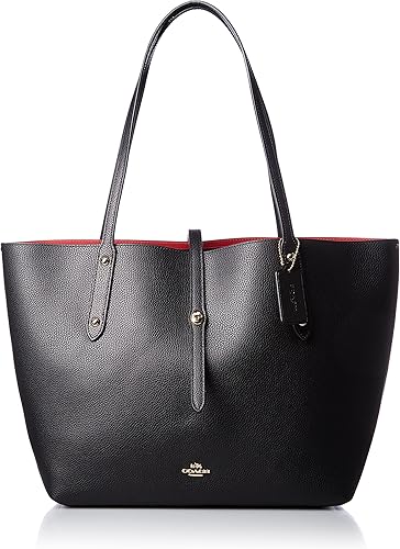 coach black and red tote