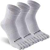 Sunew 3 Pairs Toe Socks for Men Women,Viscose Bamboo Breathable Athletic Running Five Finger Ankle/Quarter Socks