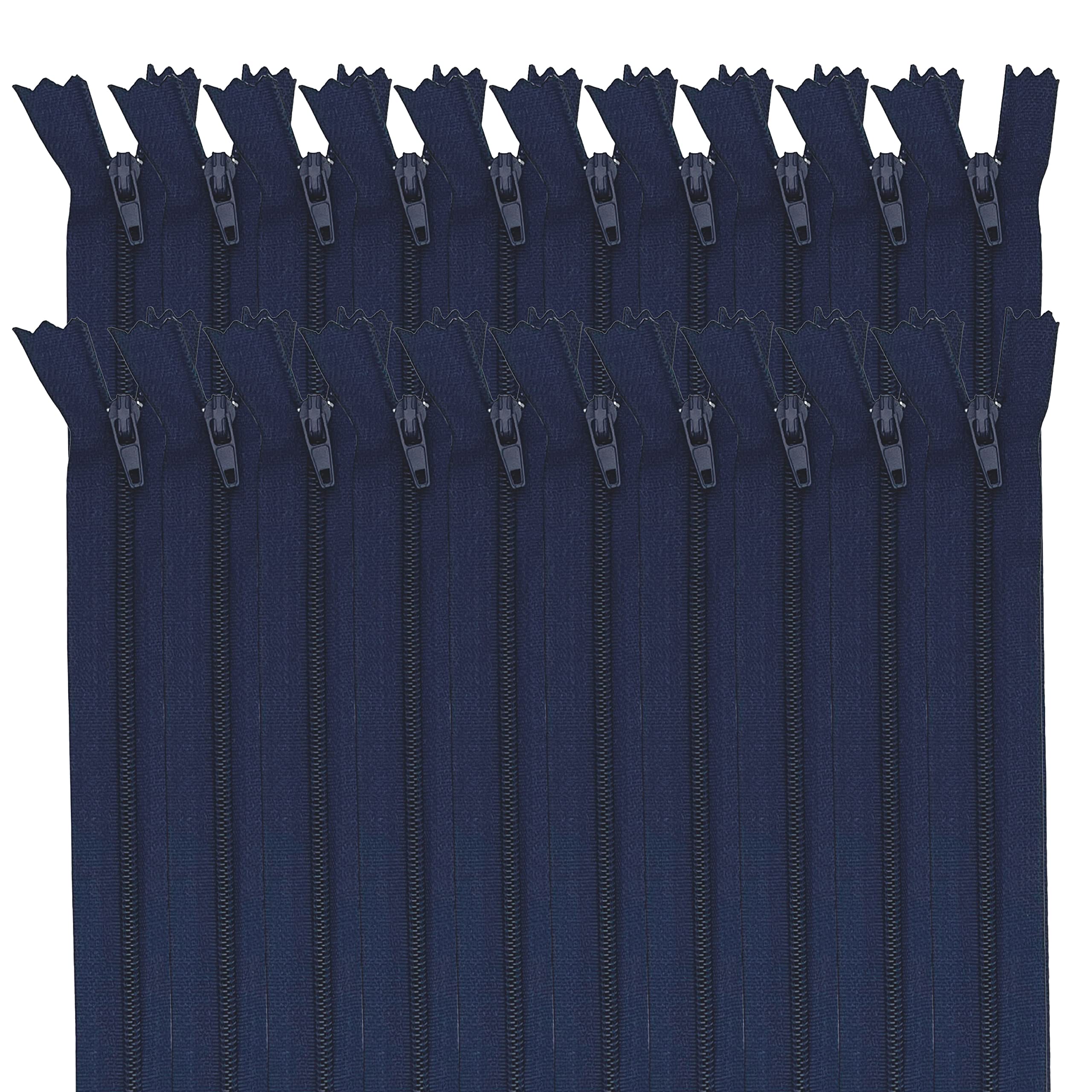 MARARDI [Pack of 20 Zippers [Navy Blue] Nylon [12 cm] Sewing and Crafts for Clothing Bags Fabric for Sewing Machine Patchwork Plastic Cotton Zipper with Metal Zipper