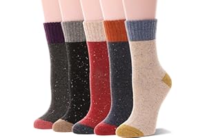 Sandsuced 5 Pack Merino Wool Boot Hiking Socks for Women Warm Winter Thick Thermal Cozy Work Soft Ladies Socks