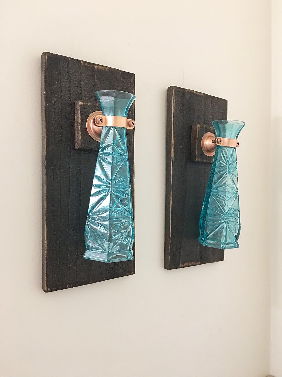 Wall Sconce (SET OF TWO) Hanging Flower Vases, Rustic Wall Decor, Rustic Wall