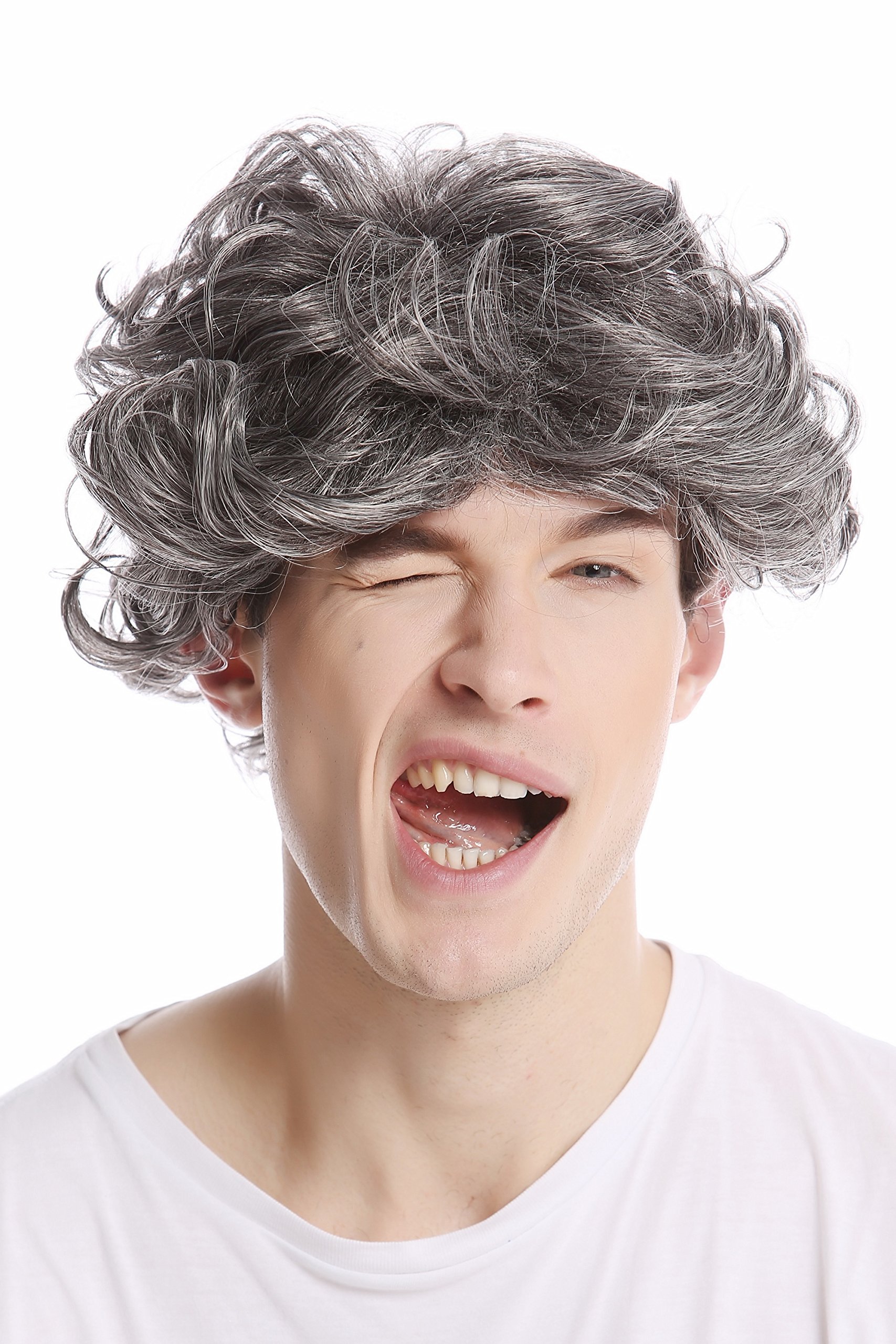 WIG ME UP - GFW963-44 Men Gents or Lady Wig short casual to wild curly voluminous youthful look dark gray grey