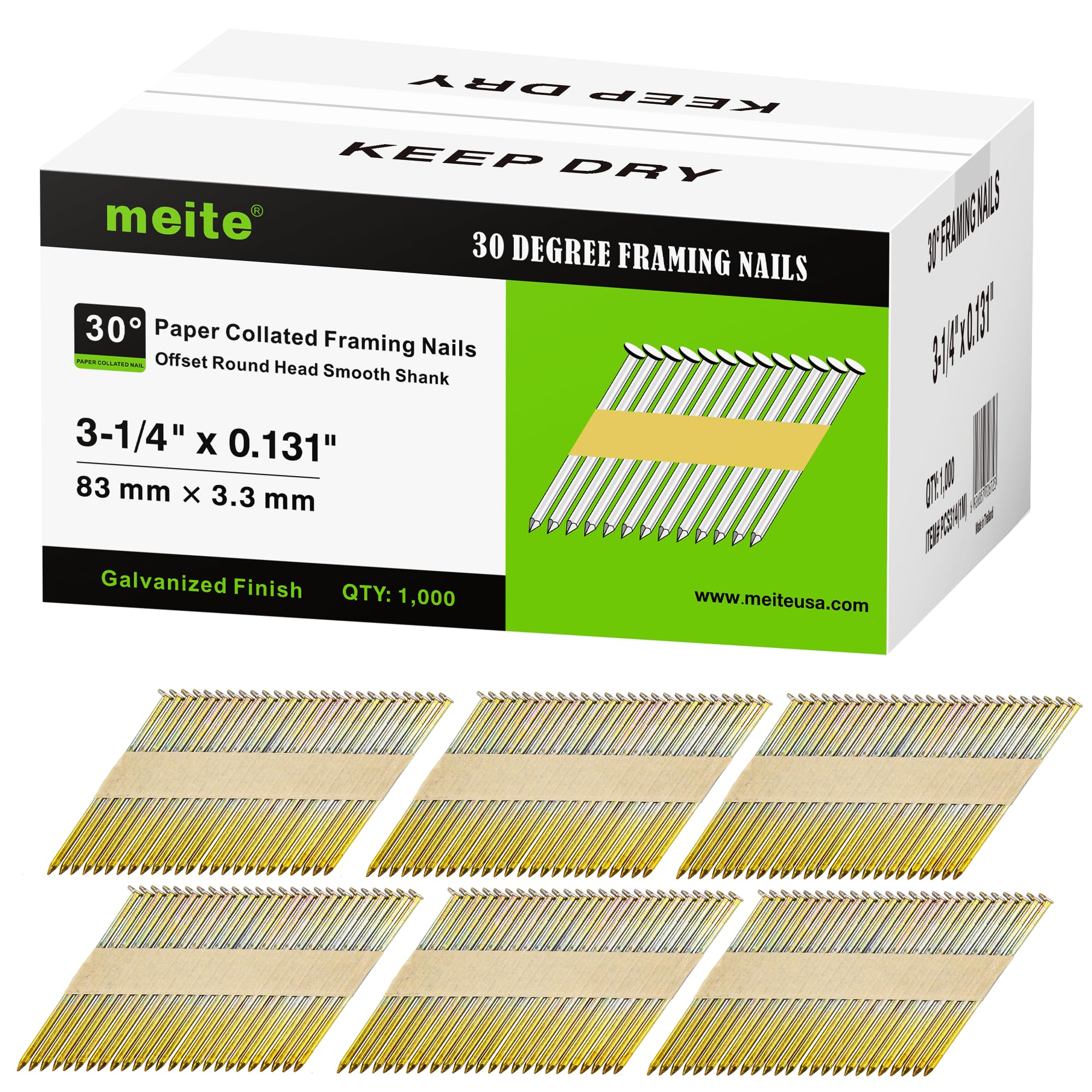 meite 30 Degree Framing Nails 3-1/4 Inch x