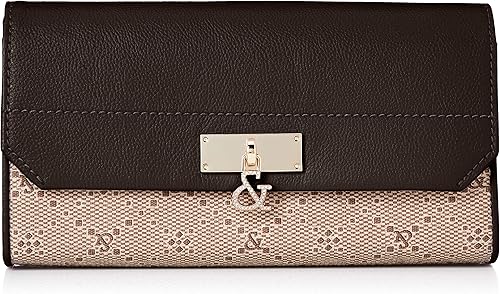 Amazon ピンキーアンドダイアン 長財布 スパイダー チャーム飾り ロゴ入りプリント柄 Pvc 牛革コンビ素材 配色デザイン かぶせダブルボタン式 大容量 Pdlwabt1 チョコ 財布