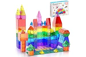 PicassoTiles Magnetic Tiles 60pcs Kids Toys Classroom Sensory Toy for Toddlers STEM Learning Building Blocks, Montessori Pret
