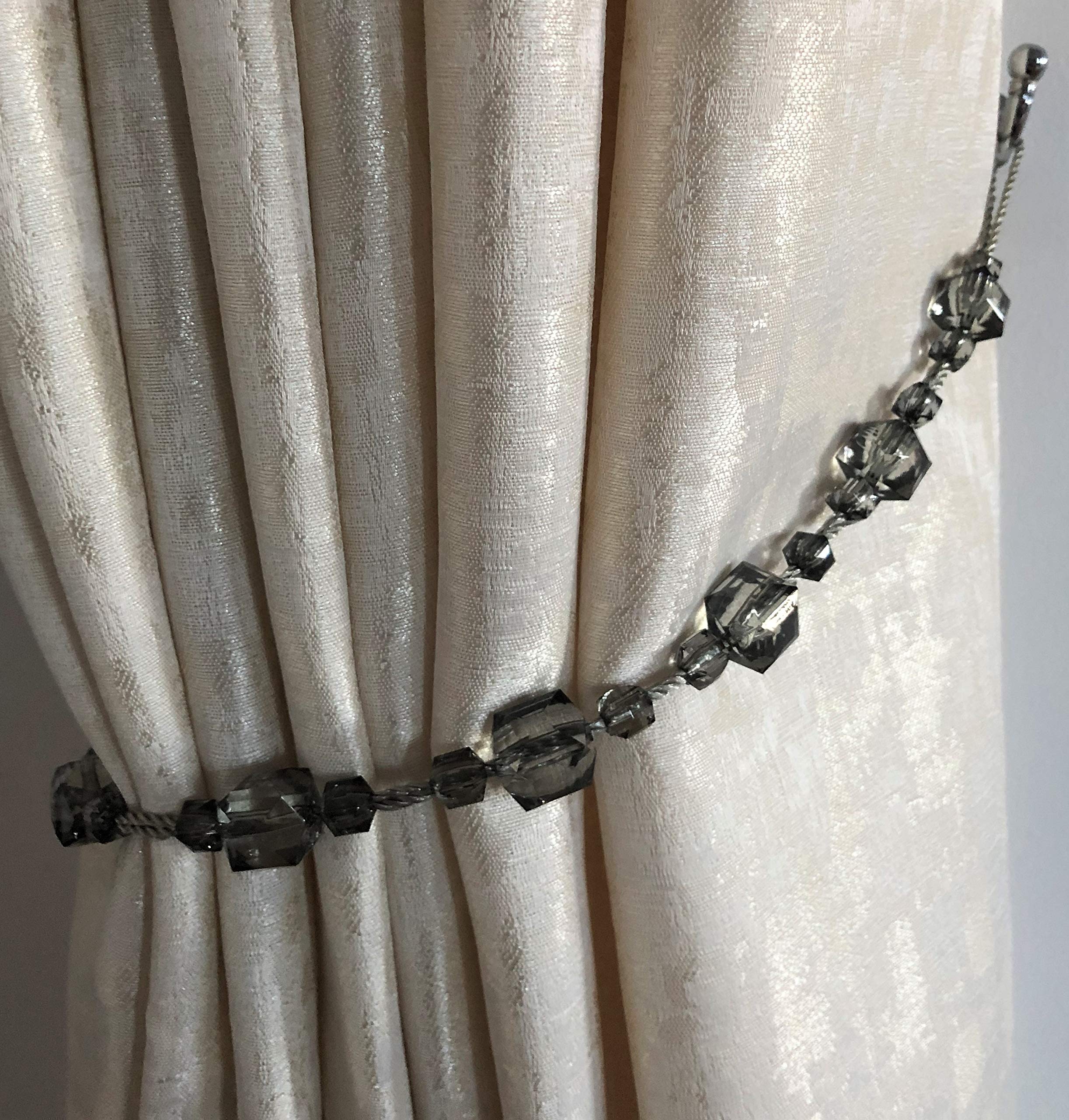 Alan Symonds Tiffany Acrylic Beaded String Curtain Tie Backs - Pair (Smoke)