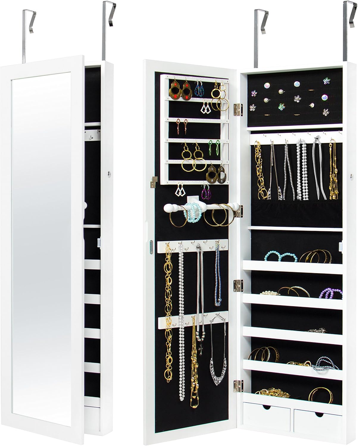 Best Choice Products Mirrored Lockable Jewelry Armoire