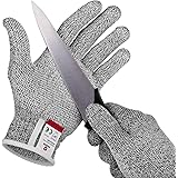 NoCry Cut Resistant Gloves with Grip Dots - High Performance Level 5 Protection, Food Grade. Size Large, Free Ebook Included!