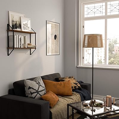 Buy Wallniture Ponza 24 Floating Bookshelf And Cd Dvd Storage Shelf Rustic Wood Wall Shelves For Living Room Decor Walnut 2 Tier Shelf Online In Indonesia B08r9z9n57