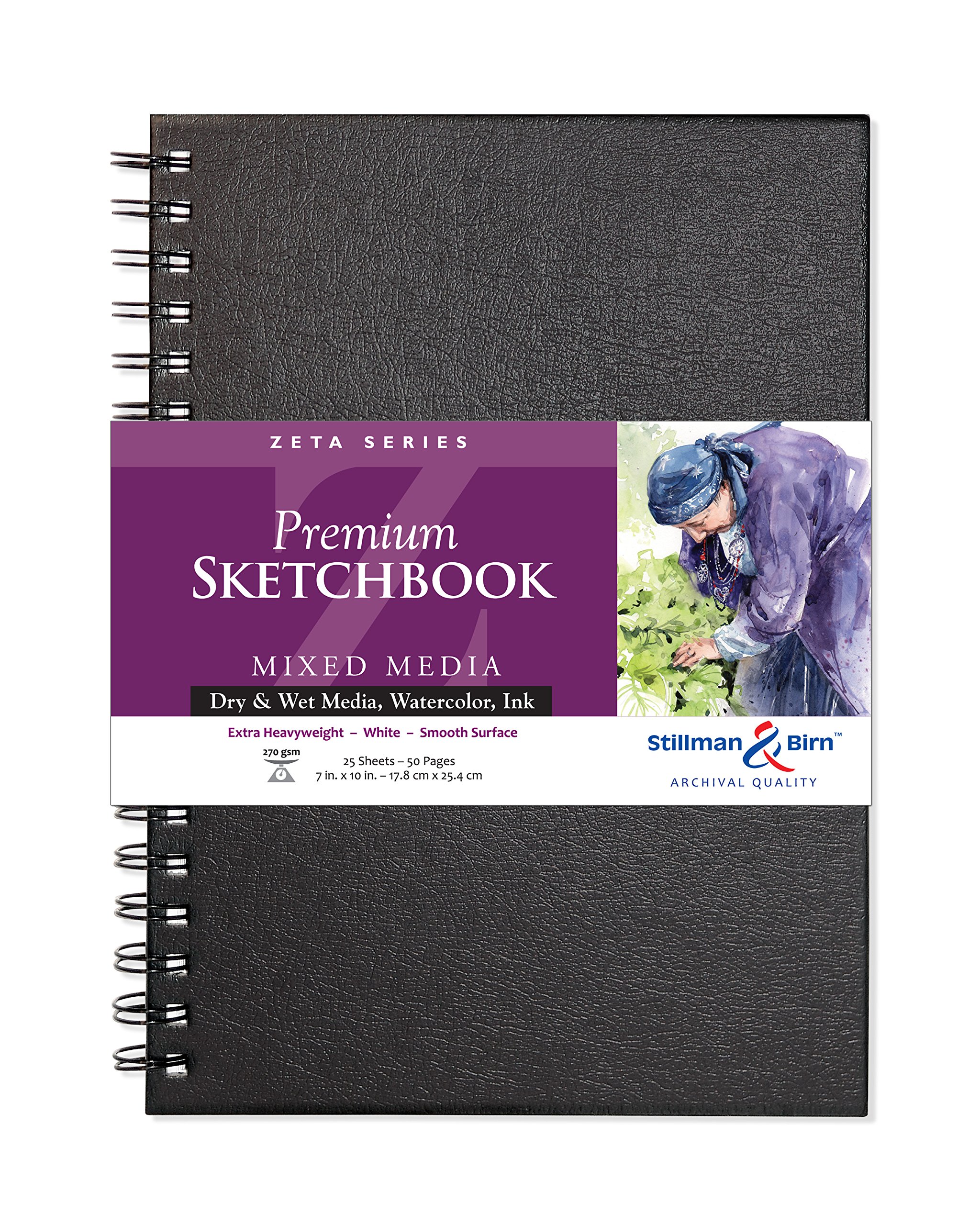 Stillman & Birn Zeta Series Spiral Bound Sketchbook 7x10 inch 270gsm (Extra Heavy) White Paper Smooth Finish