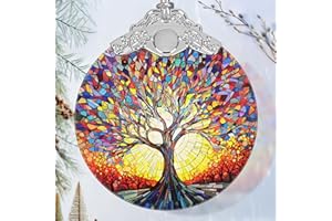 Jocidea Christmas Ornaments - Stained Glass Tree of Life - Traditional Christmas Decor - Multicolor - Glass - Hanging Ornaments - 1 Count - Unscented - Ideal for Gifting