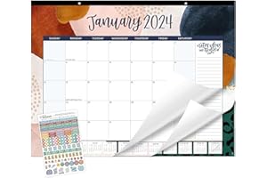 bloom daily planners 2024 Desk Calendar - 21" x 16" Large Monthly Organizer Pad with Stickers (January 2024 - December 2024) Desktop Blotter - Seasonal