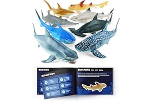 Boley Shark Toys - 8 Pack 10" Long Soft Plastic Realistic Shark Toy Set - Toddler Sensory Toys and Birthday Party Favors for Kids