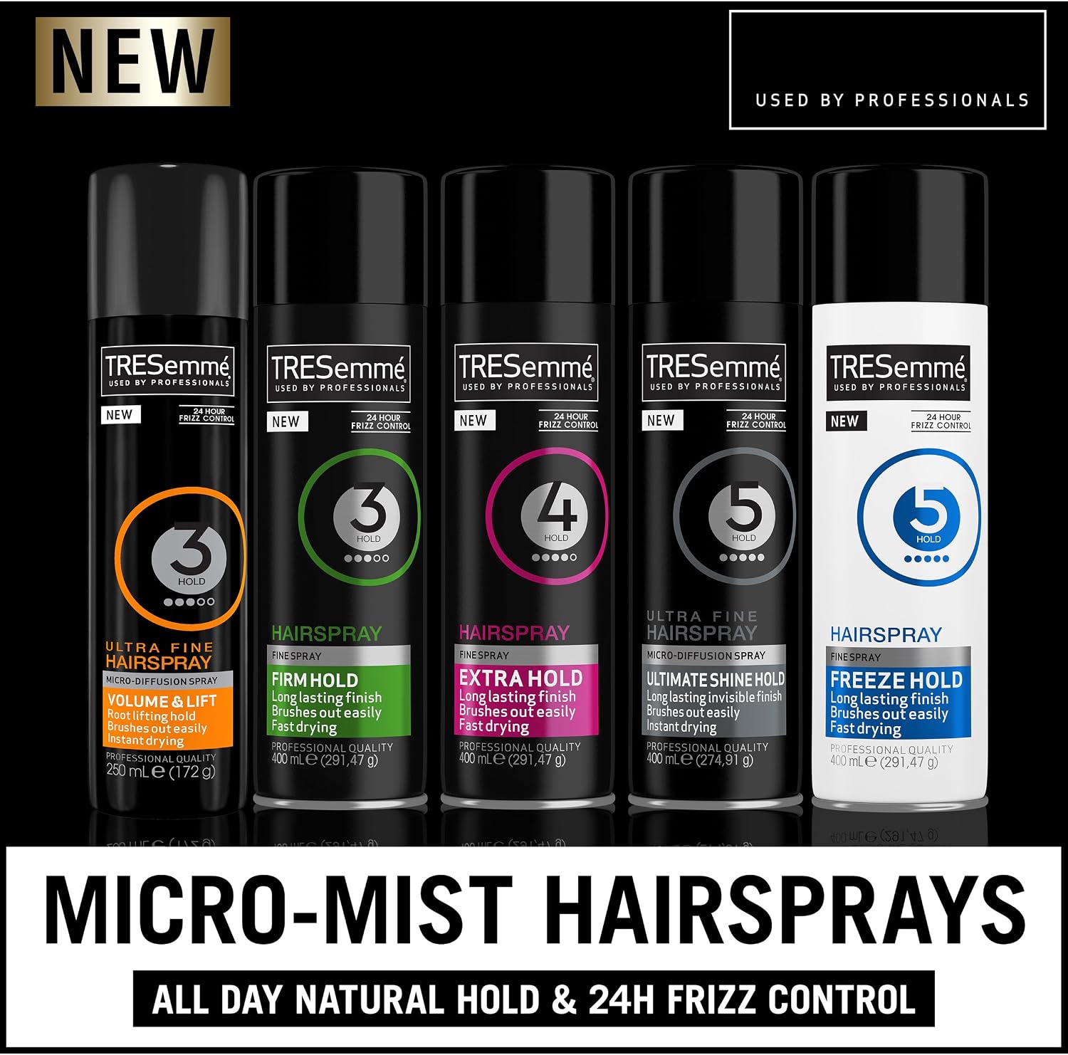 TRESemmé Firm Hold Hairspray 24-hour frizz control for a lightweight finish 6x 400 ml, 400 ml (Pack of 6) - Image 4