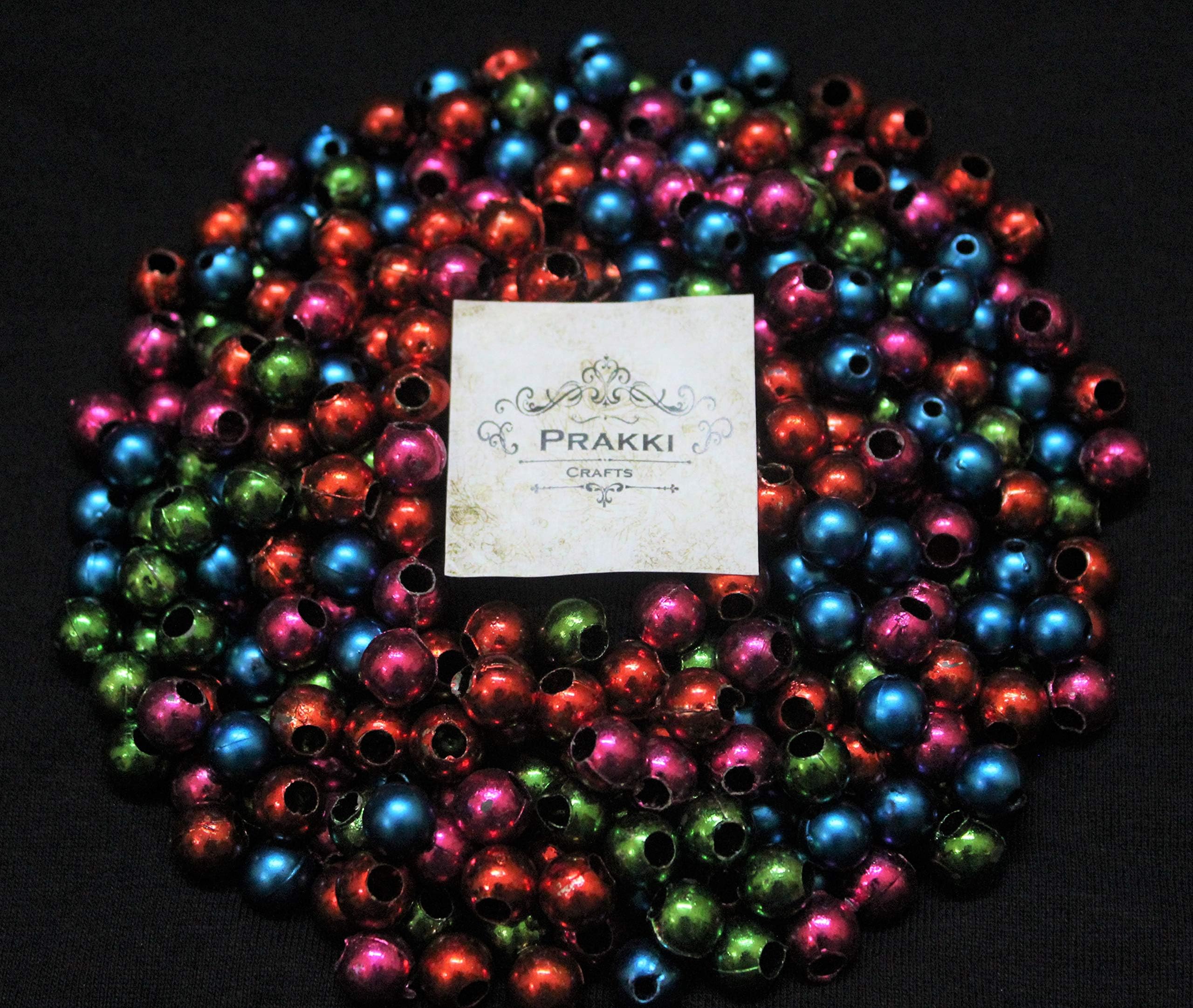 Prakki Crafts Beads Pack of 4 Color (Pink, red, Blue, Green 75 Piece Each) 300 Piece 10mm Shiny Beads