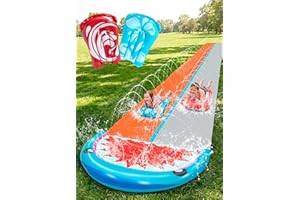 Sloosh 22.5ft Water Slides with 2 Inflatable Boards Backyard Outdoor Lawn Slip Waterslide 2 Sliding Racing Lanes with Sprinkl