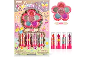 Hot Focus Toddler Makeup Kit - Girls Makeup Set with Mood Change Lipsticks & Colorful Eyeshadow Palette - Kid-Friendly, Washable Pretend Play Set (Applicator Included)