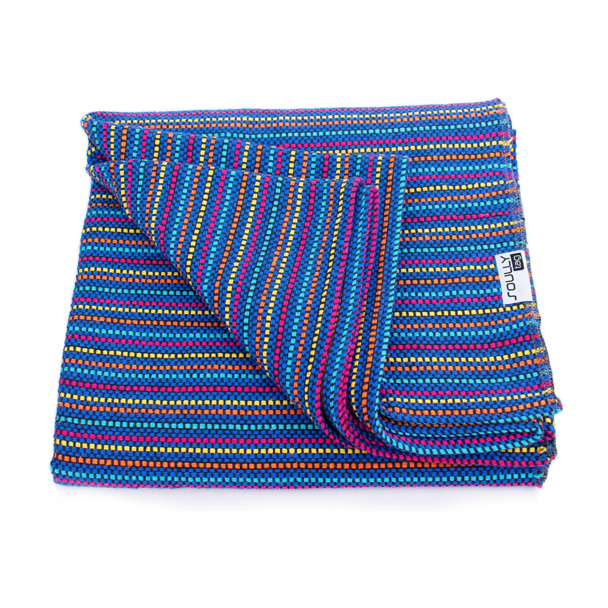 Soullytag Throw Blanket – 100% Cotton Decorative Sofa Throw, Soft Woven Blanket Eco-Friendly, Perfect for Living Room, Bed or Outdoor Use – 150x210 cm (Porto, Navy Blue)