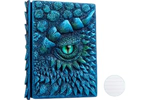 LZLIGHTACTOR 3D Dragon Eye Embossed Journal,Resin Engraving Notebook,Dnd notebook for Dragon Lovers ，Blank Paper,Hardcover Travel Notepad for Writing,Sketchbook,Collection,Gift,Decoration A4 and A5 Size (A5-Blue-Lined)