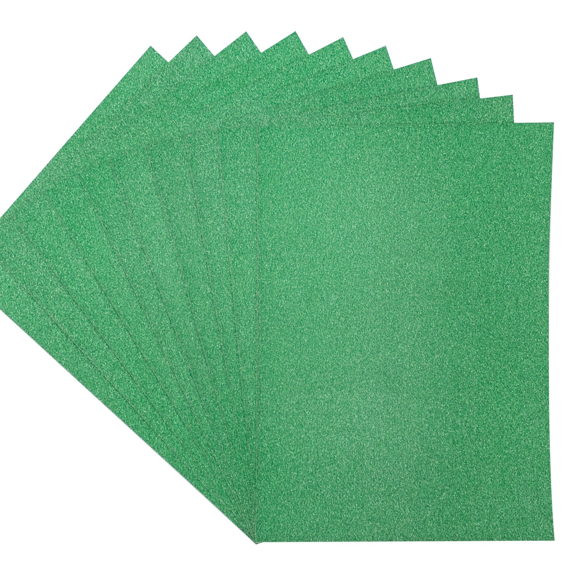 Crafters Companion Coloured Glitter Card Pack Single Sided Xmas Green 250GSM (10 Sheet Pack) - Perfect for Arts and Crafts, Printing, Card Bases & Folding - Centura Pearl by Crafter's Companion